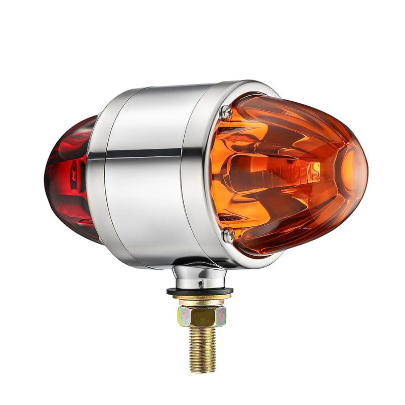 1Pcs Glass Watermelon Light Dual Revolution Double-Face Amber Red LED Turn Signal Light