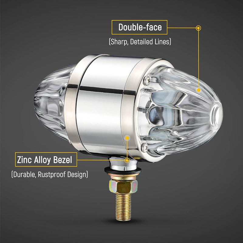 1Pcs Glass Watermelon Light Dual Revolution Double-Face Amber Red LED Turn Signal Light