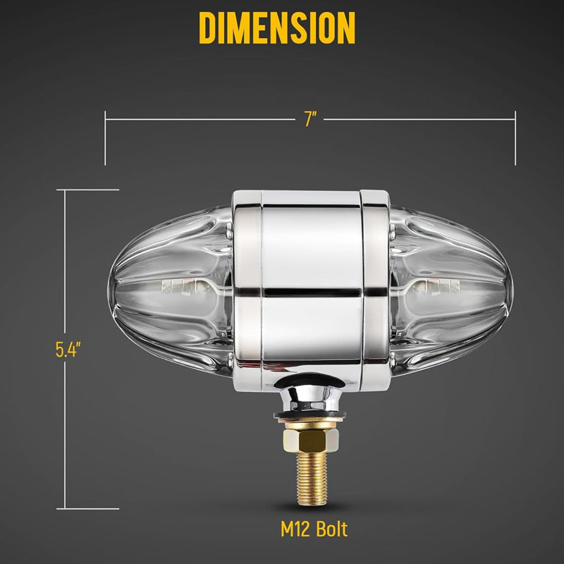 1Pcs Glass Watermelon Light Dual Revolution Double-Face Amber Red LED Turn Signal Light