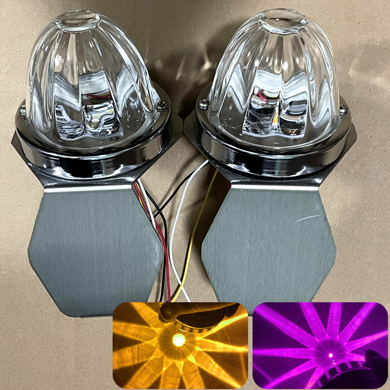 2Pcs glass watermelon lights turn signals with stainless steel brackets