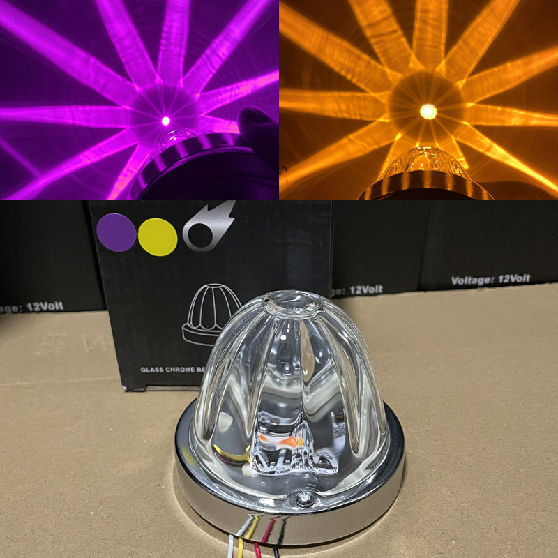 2 Pieces Amber/Purple LED Glass Watermelon Lights